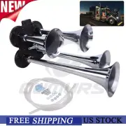Train Air Horn Kit 4 Trumpets Chrome Plated For Truck Car SUV Loud Sound 150DB (for: Ford)