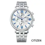 CITIZEN 三眼計時放射狀錶盤/不鏽鋼手錶/白色-AN3610-71A/41MM