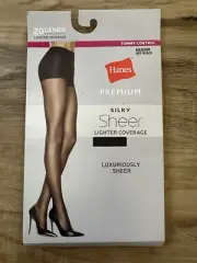 Hanes Premium Silky Sheer Tummy Control Pantyhose New 20 Denier Medium M