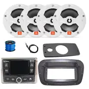 JBL Marine Radio, Antenna, 4x 6.5" 225W White Speaker w/Wire,Spa Bezel, Adapter