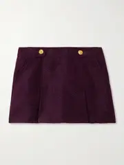 [TOM FORD] TOM FORD - Pleated Metallic Tweed Mini Skirt - Plum - IT48 IT 48 Purple