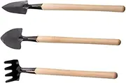 Totority 1Set Mini Gardening Tools Wooden Handle Gardening Kit for Home Planting Durable Rake Shovel Tools for Family Gardening Activities