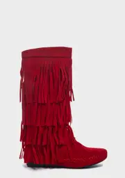 Crimson No Playtime Fringe Boots
