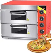 Electric Pizza Oven, 3000W Commercial Countertop Double Layer Oven with 120 Minute Timer, Temperature Adjustable 0-350°C, for Restaurant Kitchen Pizza Pretzel Cake Bread Tart