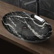 ACA Bath Oval Black Ceramic Hand Wash Art Basin Vanity Sink Bowl Above Counter Top