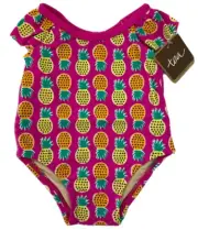 NWT Tea Collection Baby Girls 3-6 Months Pink Pineapple One Piece Swimsuit