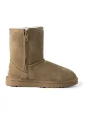 [Aus Wooli Ugg] Mid Calf Zip-Up Sheepskin Boot in Tan