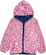 [GuoChe] Toddler Fleece Jacket With Hood Valentine's Day Love Floral Pink Toddler Boys Jacket Navy Blue Cute Baby Boy Clothes