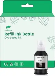 COLORETTO E-502 Ink Refill Bottle Black, Compatible with Epson 502 Ink for EcoTank ET-2700/2750/2760/3700/3750/3760/4750/4760/3710/3830/3843/2850/15000, WF-ST2000/3000/4000 (Not for Sublimation Ink)