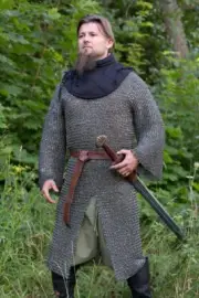 Medieval Riveted Chainmail Shirt Mild Steel Chain Mail Long Sleeve Reenactment
