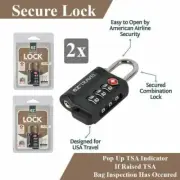 2x TSA 3Digit Combination Approved Padlock Travel Suitcase Luggage Lock Locker