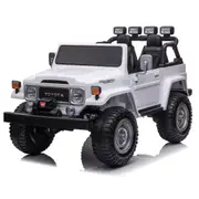 24V Licensed Toyota Land Cruiser FJ40 4WD Ride on Car SUV For Kids With Paretal Remote - White - POSHO