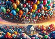Chalzidar Jigsaw Puzzles for Adults 1000 Pieces, Interlock Perfectly Letter on Back No Dust, Home Decor Birthday Gift Toy for Men Women Elders Seniors, 1:1 Poster - Flying House