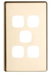 2x HPM EXCEL SERIES COVER PLATES 73x117mm 5-Gangs Switch,Clip On, Polished Brass