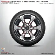 4 Double Take Machined Black Burgundy 57 series Wheel and Tire 12" golf cart