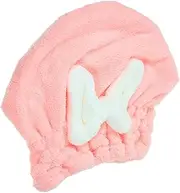 WRITWAA Dry Hair Cap for Women Super Absorbent Quick Drying Hair Wrap with Bow Soft Fleece Hair Towel for Bath Travel and Daily Use Present for Friends