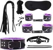 10 PCS S&M Game Tool Set for Women Men Beginners Leather Bundled Binding Set Couples Sex Adjustable Comfortable Couple Beginner＇s Toys (Color : Purple)