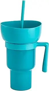 Snack and Drink Cup for Adults | 2 in 1 Top Snack Bowl Drink Cup,Splash Proof Portable Leakproof Snack Bowl Drink Cup for Cinema, Trip, Travel, Home, Journey, Kids, Children Puchen