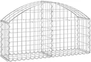 vidaXL Arched Gabion Basket, Decorative Galvanised Iron Retaining Wall with Sturdy Hooks, Sound-Insulating Garden Barrier, Easy Assembly, 100x30x40/60 cm
