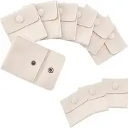 [DACUAN] 10 Pcs Velvet Jewelry Pouches with Button, Off-White Velvet Jewelry Storage Bags Luxury Gift Bag for Candy Gift and Jewelry Necklace Bracelet Packing, 7x7cm and 9.5x9.5cm
