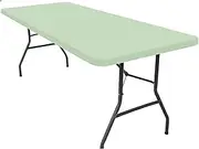 Plobeca Elastic Table Cover Fitted tablecloths for 6 Foot Rectangle Tables Stretch Table Cloths Washable Polyester Table Covers for Party Picnic Table Decor (Light Green, 6ft(72x29.5x29.5in))