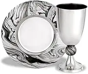Zion Judaica 5.5" Passover Seder Elegant Marble Decal Kiddush Cup Set Gift Boxed Polished Finished Footed Wine Cup 5.5 oz Shabbat Goblet and Matching Tray Table Décor for Pesach Luxurious Elijah Cup