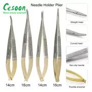 Dental Needle Holder Plier Locking Clamp Forcep Straight Curved Surgical 14/16cm
