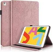 CXTCASE for iPad 7th/8th/9th Generation, iPad Air 3, iPad Pro 10.5 Inch Case Embossed Tree PU Leather Case Wallet Flip Cover for iPad 2017/2018/2019, iPad Air 3, iPad Pro 10.5" Rose Gold