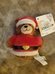 Build a Bear Brown Teddy Santa Bear Bell Christmas Tree Ornament NWT