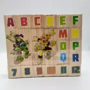 NEW Wood Blocks Puzzle Letters Numbers Kids Awesome Turtle Time Sealed