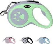 Retractable Dog Lead, 5M/16FT Extendable Dog training Lead with Strong Nylon Tape, Tangle-Free One-Handed Brake&Pause, Lock for Small Medium Dogs (Green)