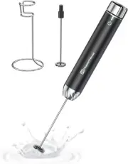 Rechargeable Handheld Milk Frother with Detachable Whisks for Lattes & Cappuccin