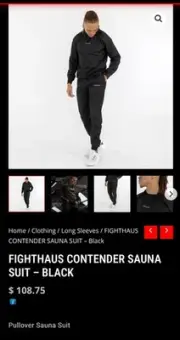 FIGHTHAUS CONTENDER SAUNA SUIT – Black Size 4X-Large
