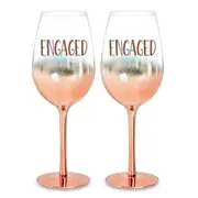 Rose Gold Ombre Engagement Wine Glass Set