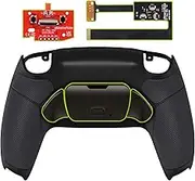 eXtremeRate Black Real Metal Buttons (RMB) Version Rise 2.0 Remap Kit for PS5 Controller with Black Rubberized Grip Back Shell, Upgraded Programable Back Buttons Attachment for PS5 Controller