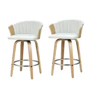 Artiss 2x Bar Stools Kitchen Counter Stool Velvet Leather Padded Wood Chairs
