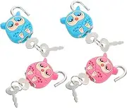 Operitacx 4pcs Cartoon Mini Padlocks Small Metal Locks with Keys for Suitcase Backpack Diary Jewelry Box and Cabinet