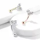 Round & Square CZ Heart Curved Barbell Eyebrow Ring Rook Daith Snug Piercing 16G