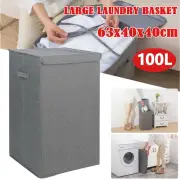 LARGE LAUNDRY BASKETS WASHING CLOTHES STORAGE FOLDING BASKET BIN HAMPER WITH LID