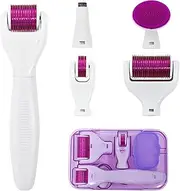 Anzqul Derma Roller for Hair and Beard, 6 in 1 Microneedle Rollers Kit with 5 Replaceable Heads, Microneedling Roller for Scalp and Body, 300 Needle and 720 Micro Needle roller, 1200 Needle