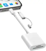 SD Card Reader for Iphone Ipad, Dual Connector (Lightening&Usb-C) Micro SD Memor