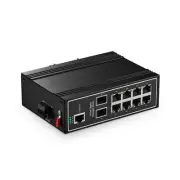 Binardat 10 Port Gigabit L2+ Managed Industrial DIN-Rail Switch, 8 Gigabit Et...