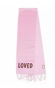 NEW Gucci Women's Rectangular Love Pink Sequin Cashmere Designer Fringe Scarf