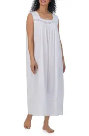 Eileen West Stripe Cotton Ballet Nightgown in White at Nordstrom, Size 2X