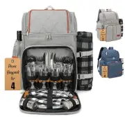 Picnic Backpack for Camping, Picnic Basket for with Insulated Cooler Bag and