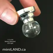 ceiling globe SILVER bright battery LED LAMP Dollhouse miniature light on/off
