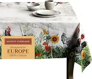 Maison d'Hermine Table Cloth Rectangle Table 100% Cotton 60 x 108 Inches Tablecloth Reusable Decorative for Dining Room, Farmhouse, Home, Party, Festive & Wedding Spring Summer - Basse Cour