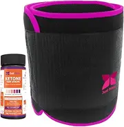 Large Pink Waist Trimmer (51 inches x 10 inches) Bundle Pack with Ketone Keto Test Strips, Black, Small
