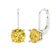 4.0 ct Round Cut Natural Citrine Drop Dangle Gift Earrings Real 14k White Gold