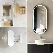 QLD LED Otti Noosa Pill Shaped Bathroom Mirror Shaving Cabinet / 3 Colours